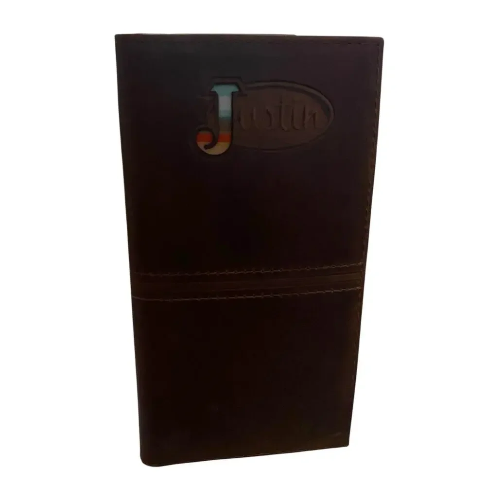 NWT Men’s Justin Rodeo Genuine Leather RFID Western Wallet Serape Logo 2122767W7
